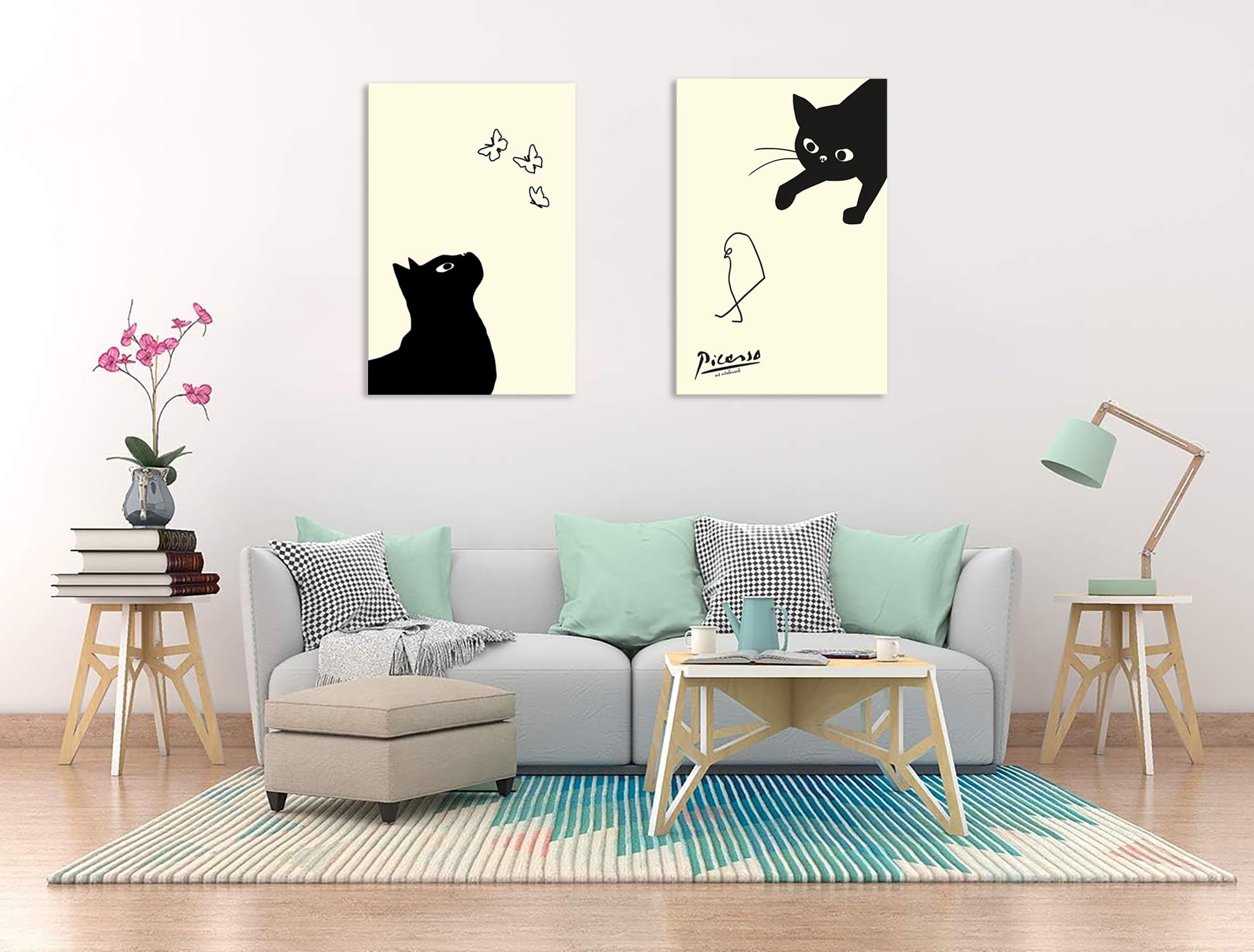 Amazon.co.jp: ピカソ 猫の絵 猫と鶏の絵 アートパネル 2枚